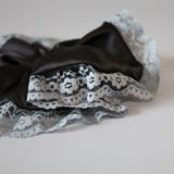 Black Grey Satin Scrunchie