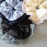 White Pink Satin Scrunchie