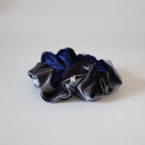 Grey Navy Velour Scrunchie