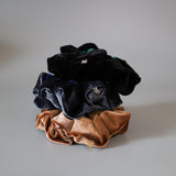 Brown Beige Velour Scrunchie