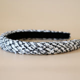 Slender Headband White Tweed No Studs