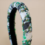 Slender Headband Green Tweed No Studs