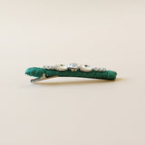 Straight Hair Clip Green Silver