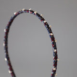 Narrow Navy Silver Headband