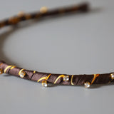 Narrow Brown Gold Headband