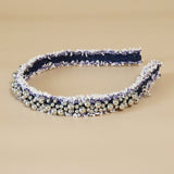 Narrow Headband Denim Silver Ball