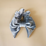 Big Ribbon Silver Velour Scrunchie