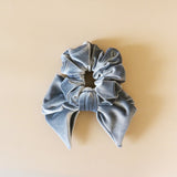 Big Ribbon Silver Velour Scrunchie