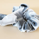 Big Ribbon Silver Velour Scrunchie