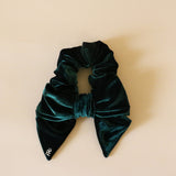 Big Ribbon Green Velour Scrunchie