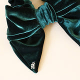 Big Ribbon Green Velour Scrunchie