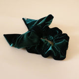 Big Ribbon Green Velour Scrunchie