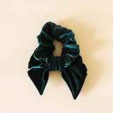 Big Ribbon Green Velour Scrunchie