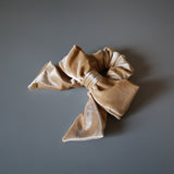 Big Ribbon Beige Velour Scrunchie
