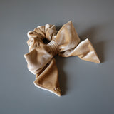 Big Ribbon Beige Velour Scrunchie