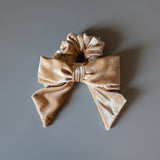 Big Ribbon Beige Velour Scrunchie