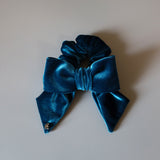 Big Ribbon Blue Velour Scrunchie