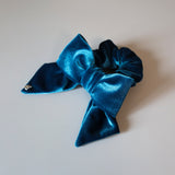 Big Ribbon Blue Velour Scrunchie