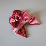 Big Ribbon Pink Velour Scrunchie