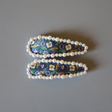 Hair Pin Blue Flower Pearl