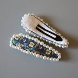 Hair Pin Blue Flower Pearl