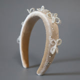 OG Headband Velour Beige Ribbon