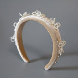 OG Headband Velour Beige Ribbon