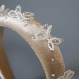 OG Headband Velour Beige Ribbon