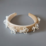 OG Headband Velour Beige Ribbon