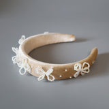 OG Headband Velour Beige Ribbon