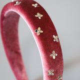 OG Headband Velour Pink Silver Flower
