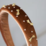OG Headband Velour Brown Gold