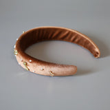 OG Headband Velour Brown Gold