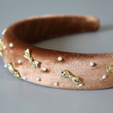 OG Headband Velour Brown Gold