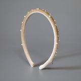 Tight Headband Velour Beige Studs