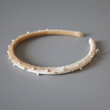 Tight Headband Velour Beige Studs