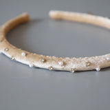 Tight Headband Velour Beige Studs