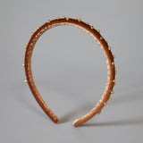 Tight Headband Velour Brown Gold Studs