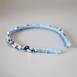 Narrow Denim Headband Light Blue Flower