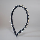 Narrow Denim Headband Indigo Silver