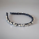 Narrow Denim Headband Indigo Silver