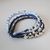 Narrow Denim Headband Indigo Silver