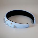 Thin Headband Light Blue Flower