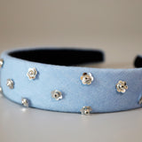 Thin Headband Light Blue Flower