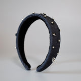 Thin Headband Indigo Denim Flower