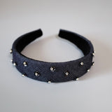 Thin Headband Indigo Denim Flower