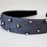 Thin Headband Indigo Denim Flower