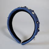 Thin Headband Blue Denim Flower