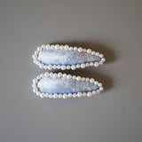 Hair Pin Velour Blue Pearl