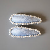 Hair Pin Velour Blue Pearl